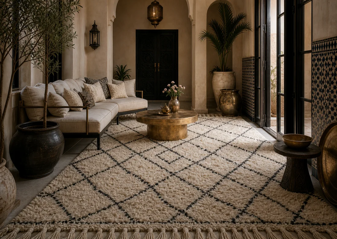 Tapis Beni Ouarain en laine naturelle TAZZRA Marrakech