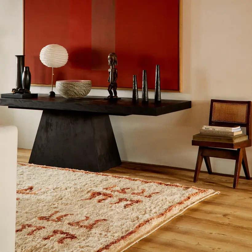 Balustrade Natural Wool Terracotta - tapis marocain fait main TAZZRA Marrakech Balustrade Natural Wool Terracotta - tapis marocain fait main TAZZRA Marrakech