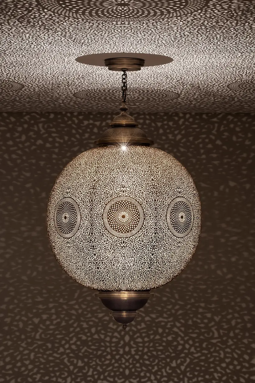 Pendant Globe Double Dome Floral - marokkanisches Kunsthandwerk TAZZRA Marrakesch Pendant Globe Double Dome Floral - marokkanisches Kunsthandwerk TAZZRA Marrakesch