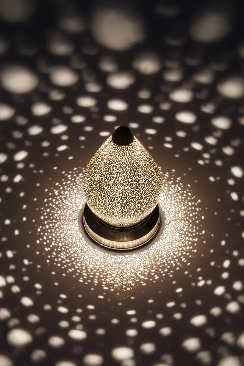 Table Lamp Battery Lotus Liquid Light - artisanat marocain TAZZRA Marrakech