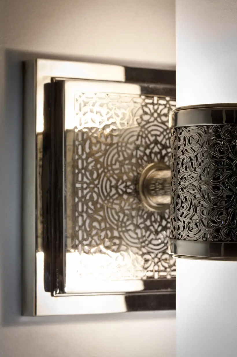 Wall Light Enameled Glass Cylinder Floral - قطعة حرفية مغربية TAZZRA مراكش